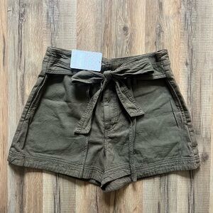 Free People High Waist Green Shorts with Paper Bag Waist